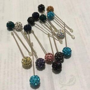Seventeen (17) Crystal Ball Straight Hijab Pins